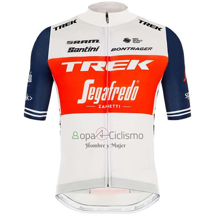 Trek Segafrojoo Ropa Ciclismo Culotte Corto 2020 Mangas Cortas Blanco Profundo Azul